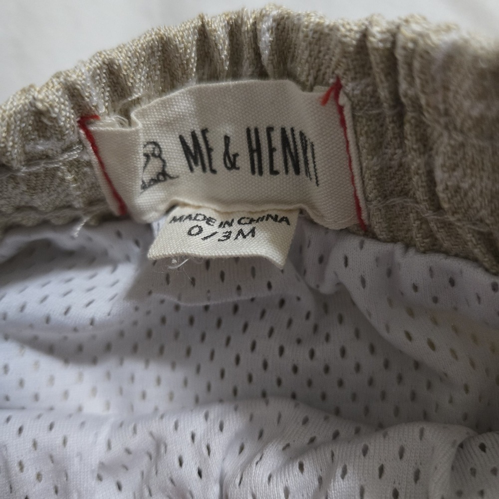 Me and Henry Boys Shorts 0-3 Months Light Brown W/ Checks Elastic Waist Mesh Und - Picture 6 of 8